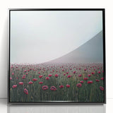 Framed acrylic artwork showcasing vibrant abstract florals in a modern black frame, perfect for adding a contemporary touch to home decor.