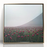 Framed acrylic artwork showcasing an abstract floral design with gold accents, elegantly presented against a bright background, perfect for modern home decor.