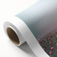 Abstract floral design on rolled canvas with vibrant colors, showcasing intricate patterns and textures, ideal for modern home decor, elegantly packaged in a protective cardboard tube.