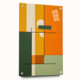 Abstract minimalist wall art design displayed in an acrylic glass frame, showcasing a side view with visible pins, perfect for modern decor enthusiasts.