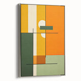 Framed abstract minimalist wall art featuring a silver color scheme, showcasing geometric shapes and sleek lines, perfect for modern home decor.