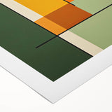 Abstract minimalist wall art on rolled canvas showcasing soft pastel colors and geometric shapes, elegantly packaged in a protective cardboard tube for shipping.