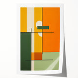 Abstract minimalist wall art print showcasing soft pastel colors and fluid shapes, rolled and packaged securely in a cardboard tube, ideal for modern decor.
