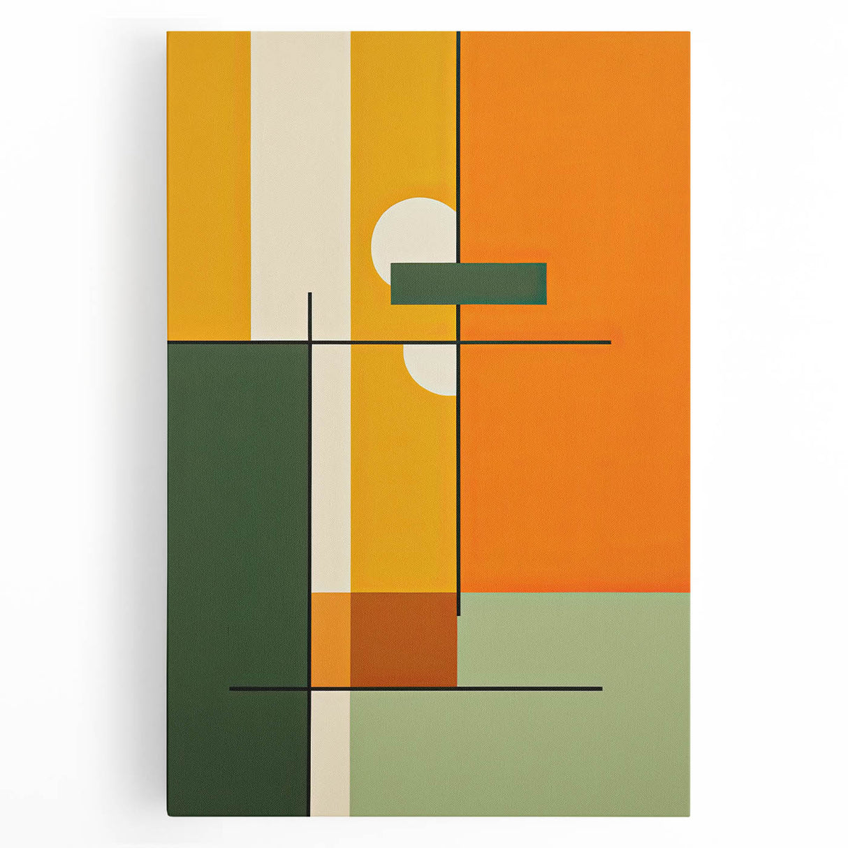 Abstract minimalist wall art on stretched canvas, featuring soft pastel colors and geometric shapes, perfect for modern home decor or office spaces. This artwork adds a serene touch to any room while enhancing the overall aesthetic.