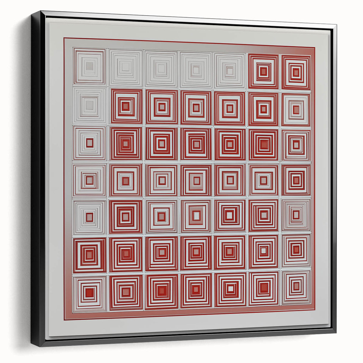 Modern Geometric Wall Art – Red and White Abstract Canvas