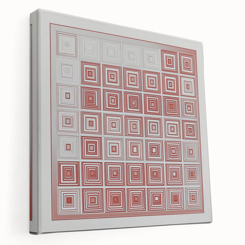 Modern Geometric Wall Art – Red and White Abstract Canvas