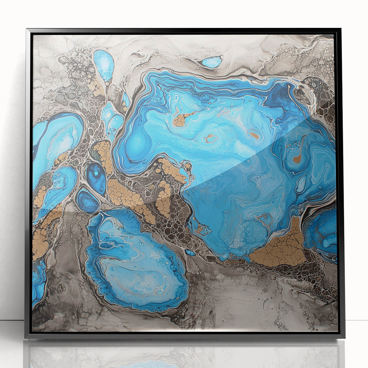 Abstract Blue & Brown Office Wall Art - Modern Corporate Decor
