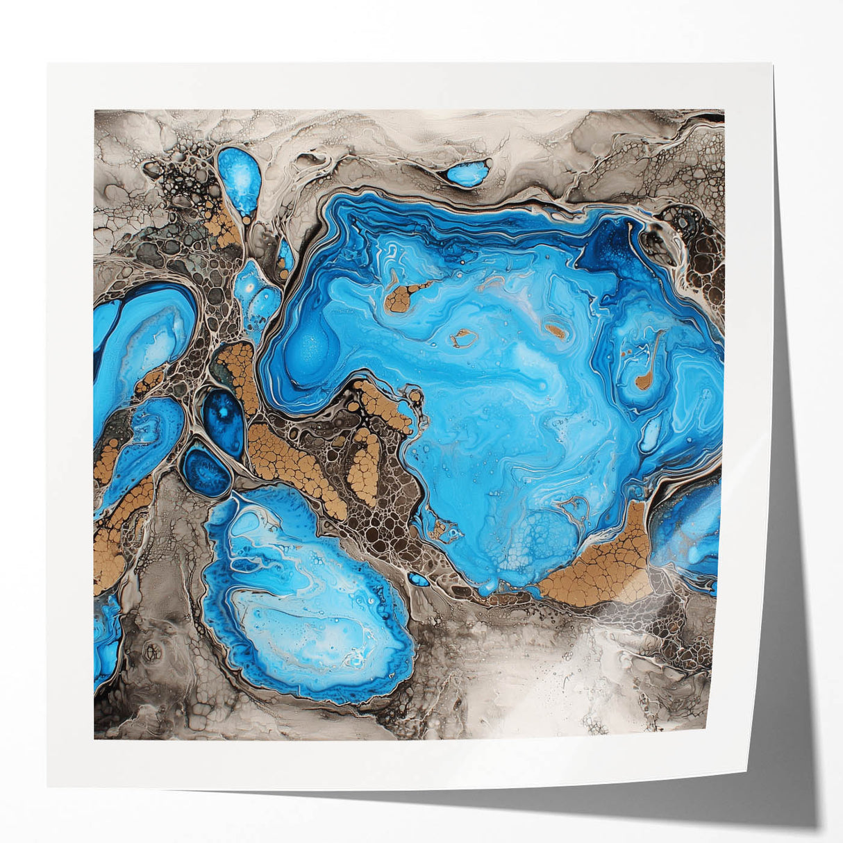 Abstract Blue & Brown Office Wall Art - Modern Corporate Decor