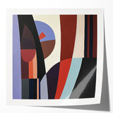 Abstract geometric art print mockup featuring a glossy finish, showcasing vibrant colors and sharp angles, perfect for modern decor or art displays.