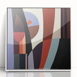 Framed abstract geometric wall art in white acrylic, showcasing intricate patterns and modern design. Ideal for contemporary home decor and artistic settings.