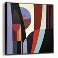 Abstract geometric framed canvas in black with a sleek side view, showcasing modern design elements. Perfect for contemporary home decor and art enthusiasts. This eye-catching piece adds a stylish touch to any room, enhancing aesthetic appeal.
