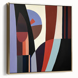 Abstract geometric framed canvas artwork featuring silver and gold tones, showcasing intricate shapes and patterns, ideal for modern home decor.
