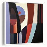 Abstract geometric framed canvas artwork featuring a clean white background and intricate patterns, ideal for modern home decor. The side view highlights the sleek frame and unique design, perfect for adding a touch of sophistication to any room.