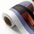 Abstract geometric rolled canvas artwork showcasing vibrant colors and intricate patterns, elegantly packaged in a durable cardboard tube for safe delivery. Perfect for modern decor enthusiasts seeking a unique wall accent.