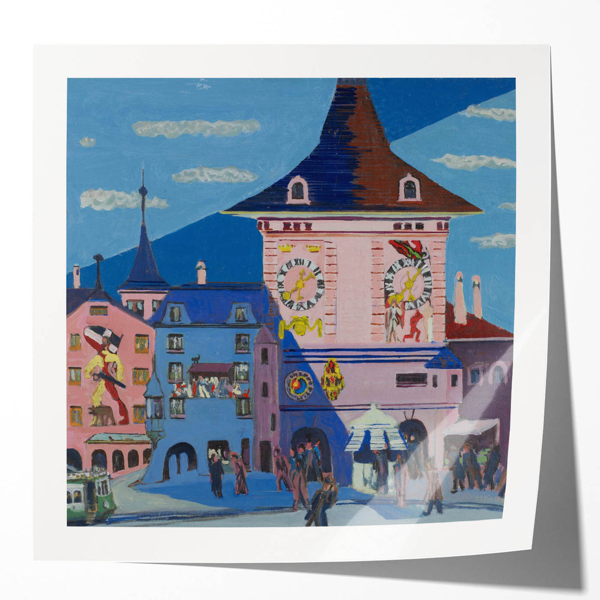 Expressionist Urban Scene – Vibrant Bern with Belltower Wall Art