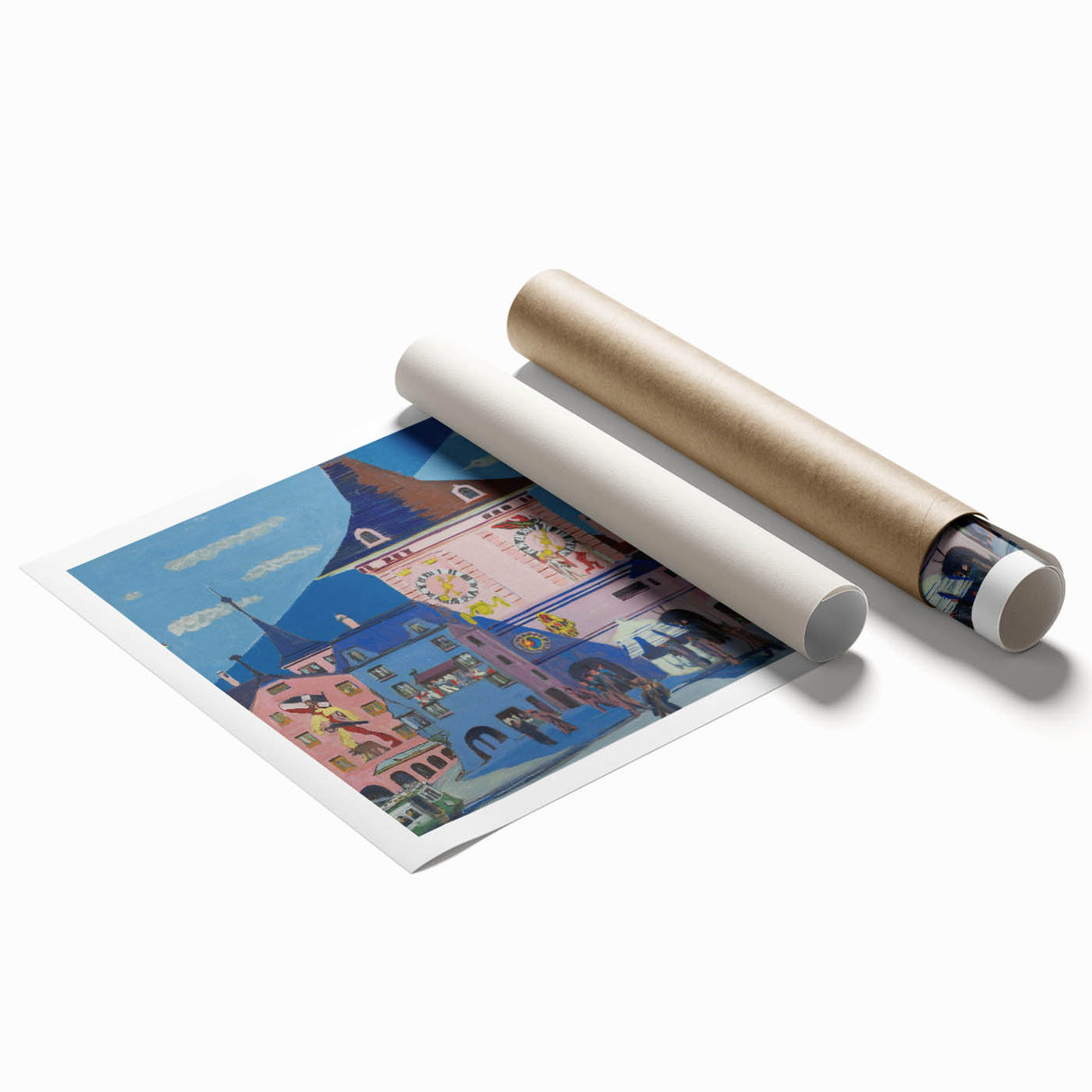 Expressionist Urban Scene – Vibrant Bern with Belltower Wall Art