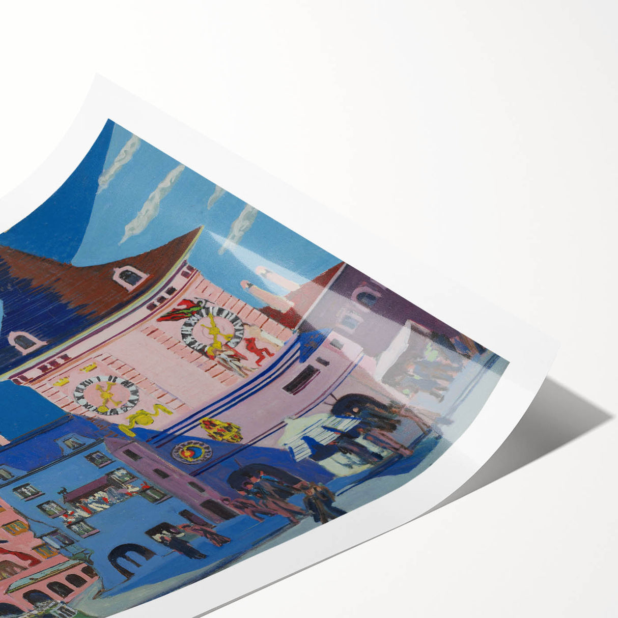 Expressionist Urban Scene – Vibrant Bern with Belltower Wall Art