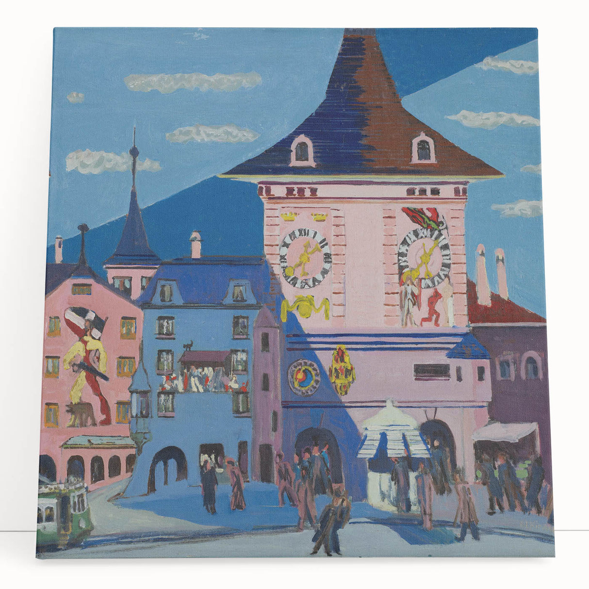 Expressionist Urban Scene – Vibrant Bern with Belltower Wall Art