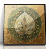 Framed wall art depicting a vibrant floral design with intricate leaves, featuring a black acrylic frame, perfect for enhancing modern home decor.