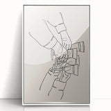 Mid-century modernist art featuring colorful abstract shapes on a white acrylic framed poster.