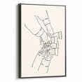 Black and white vintage poster art of a tranquil landscape on framed canvas, ideal for bedroom wall decor.