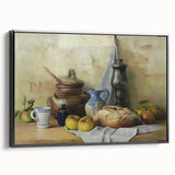 Black and white vintage poster art of assorted fruits on a framed canvas, ideal for bedroom wall decor.