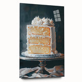 Large abstract wall art featuring assorted pastries in vibrant colors on acrylic glass.