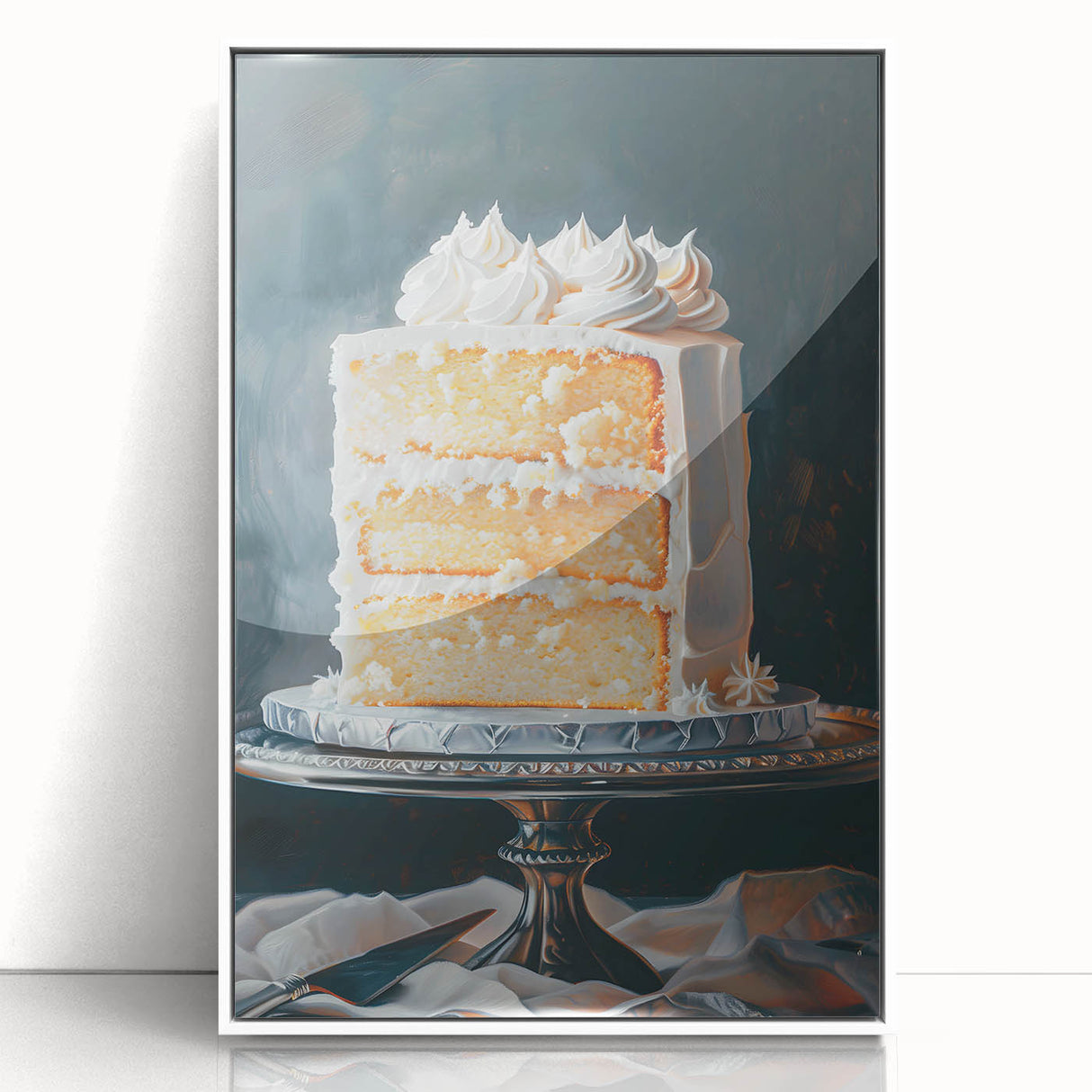 Framed acrylic art deco poster featuring an assortment of pastries in soft pastel tones, ideal for nursery wall art.
