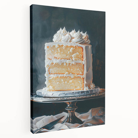 Large canvas print of assorted pastries in pastel shades, ideal for kitchen wall art.
