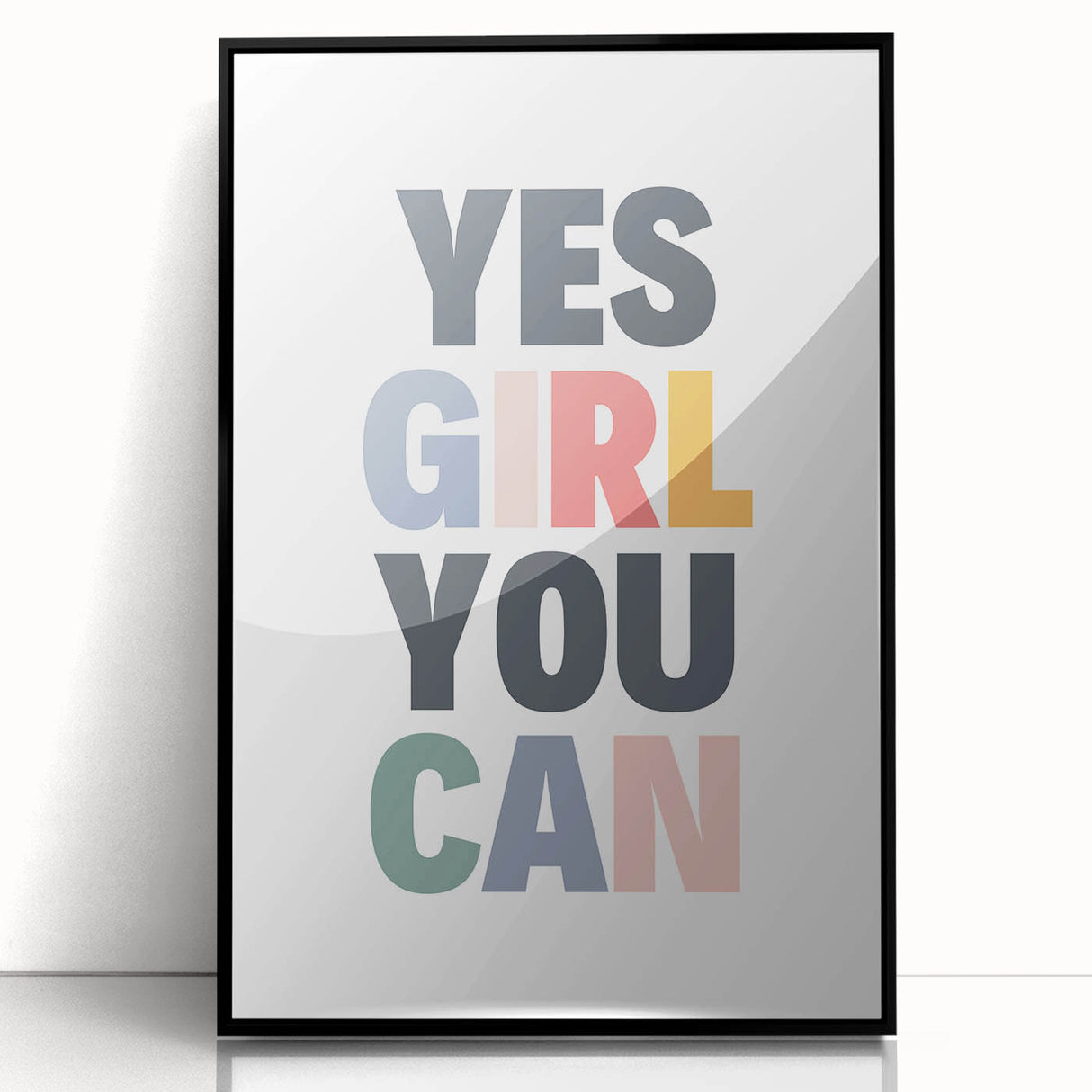 Yes Girl You Can Typography Art – Motivational Wall Decor
