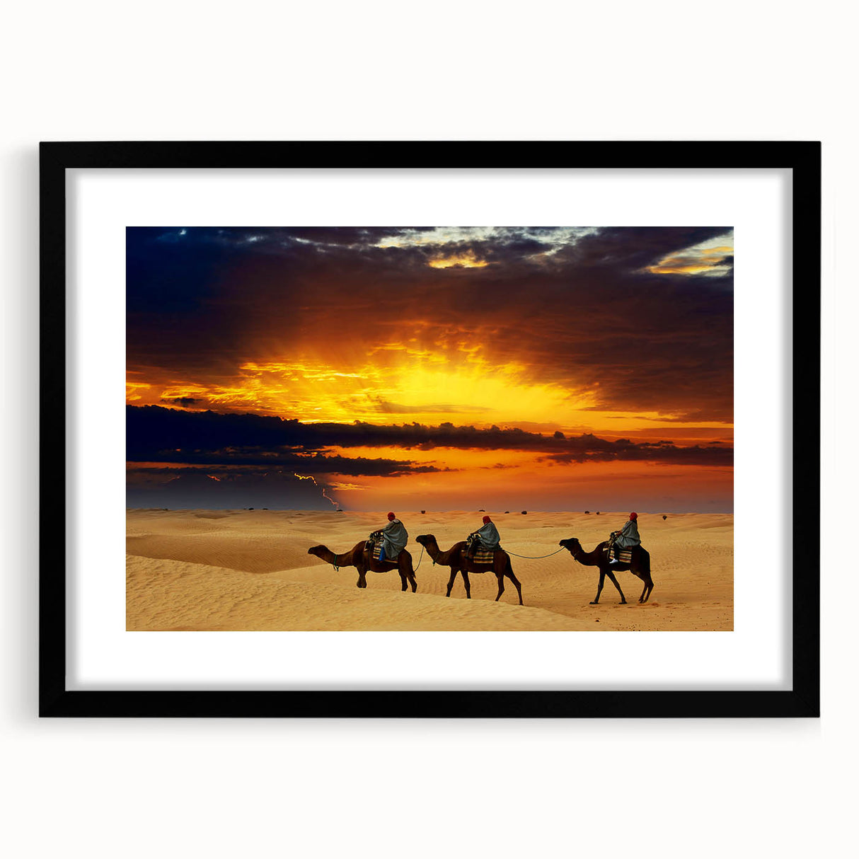 Extra large abstract art print of a Moroccan landscape, featuring vibrant, colorful textures on a framed canvas.