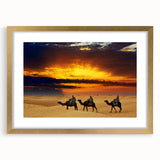 Extra large abstract art print of a Moroccan scene in textured gold and earth tones on a framed canvas.