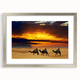 Textured abstract art print depicting a Moroccan landscape in muted earth tones on a framed canvas, ideal for bedroom decor.