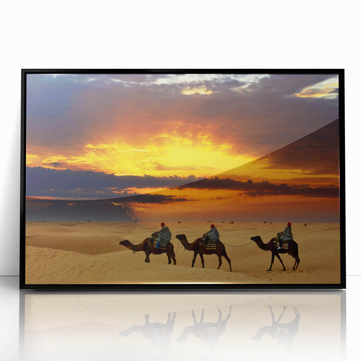 Large abstract wall art depicting a Moroccan landscape in earth tones on a framed acrylic.