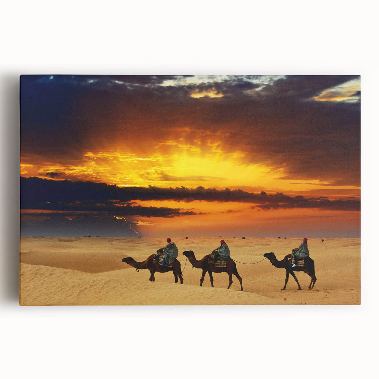 Black and white photograph of Moroccan landscape on large stretched canvas, suitable for kitchen wall art.