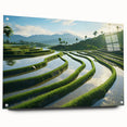 Large abstract wall art depicting a serene Philippine landscape in muted earth tones on acrylic glass.