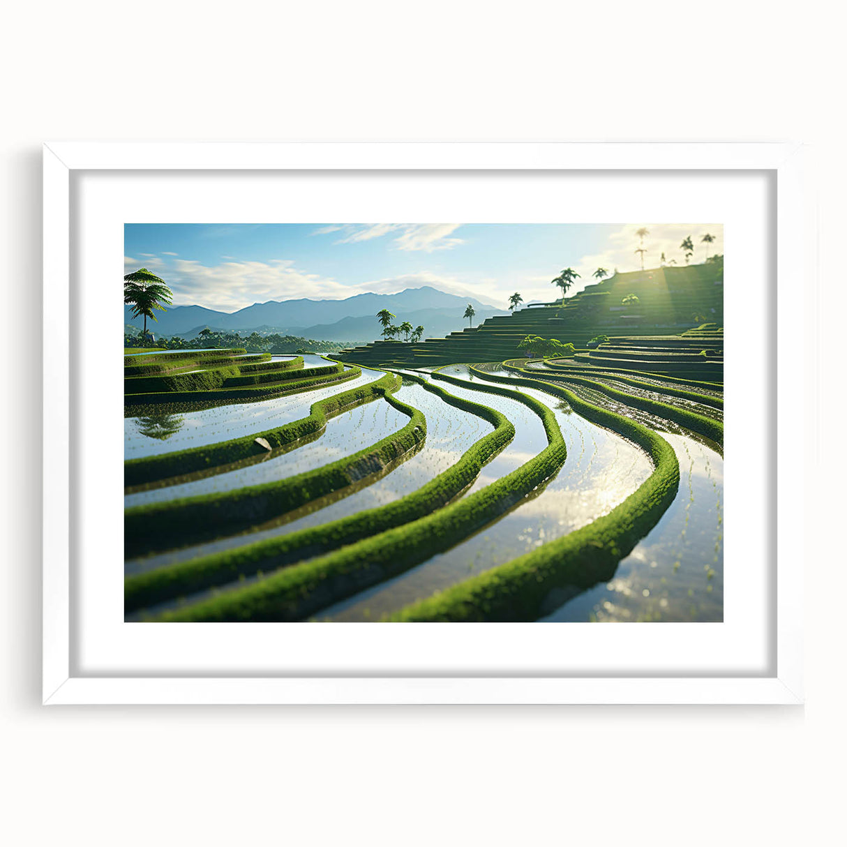 Abstract art print depicting a serene Philippine landscape in soft pastel hues on a framed white mat.