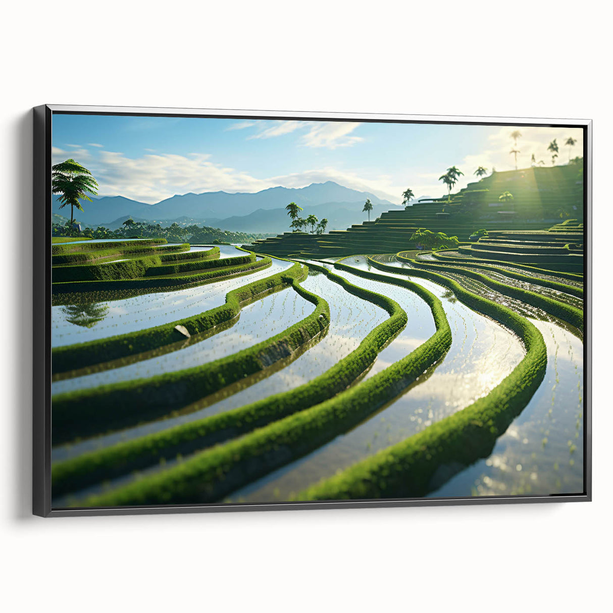 Black and white framed canvas of a vintage Philippine landscape, ideal for bedroom wall art.