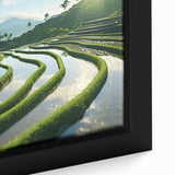Black wall art featuring a textured, colorful Philippine scenery on a framed canvas, ideal for living room decor.