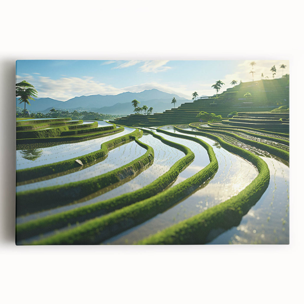 Black and white large art print of a scenic Philippine landscape on stretched canvas, ideal for kitchen wall art.
