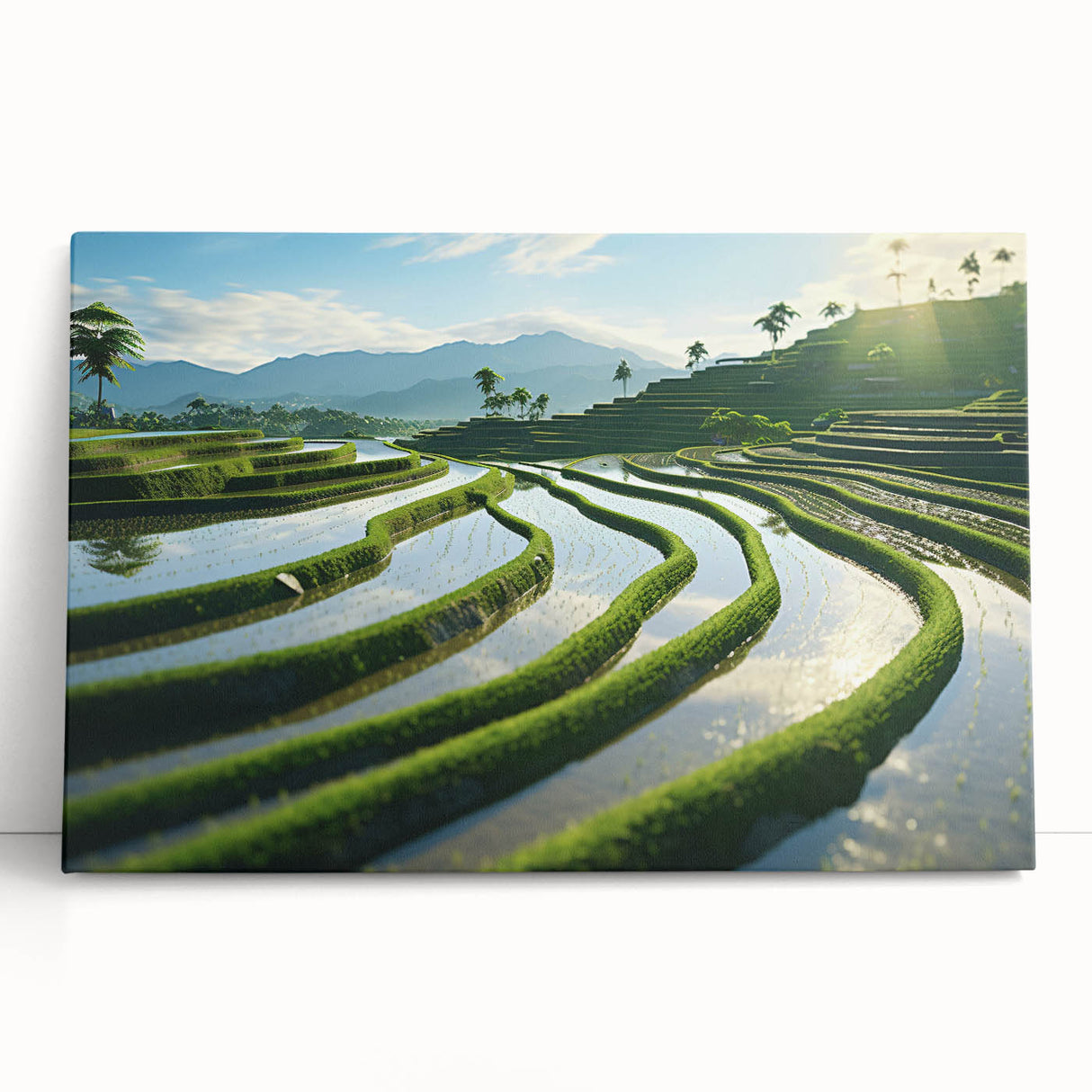 Black and white photograph of a serene Philippine landscape on stretched canvas.