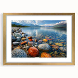 Extra large wall art featuring an abstract textured depiction of Yukon scenery in gold frame, ideal for living room decor.