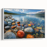 Extra large framed canvas of vintage poster art depicting vibrant Yukon scenery, ideal for living room decor.