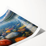 Extra large wall art featuring line art flowers in muted earth tones on a rolled canvas.