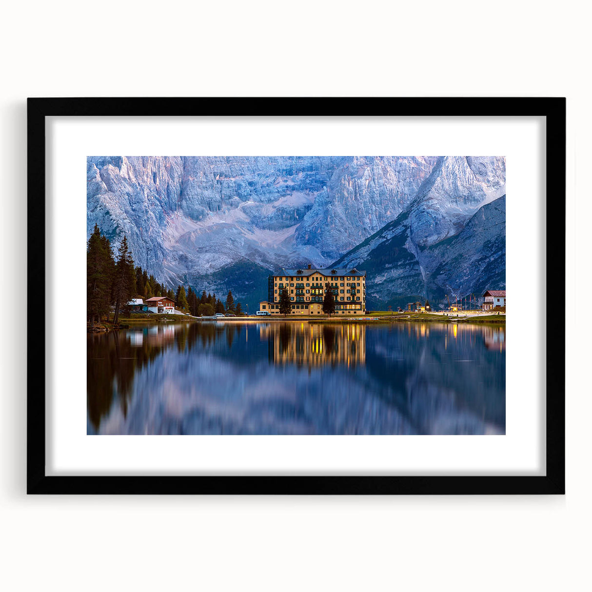 Abstract art print depicting vibrant, colorful scenery of an Austrian landscape on a large, textured canvas.