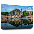 Acrylic glass print of a European scenery with muted earth tones, ideal for dining room decor.