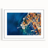 Textured art print of an abstract Croatian landscape in muted earth tones, framed with a white mat.