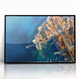 Large abstract wall art depicting a Croatian coastal scene in muted earth tones on a framed acrylic.