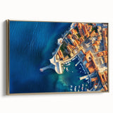 Framed canvas depicting a vintage-style Croatian landscape in muted earth tones, ideal for bedroom wall art.