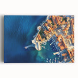 Black and white stretched canvas of a European Croatian landscape, ideal for kitchen wall art.